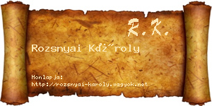 Rozsnyai Károly névjegykártya